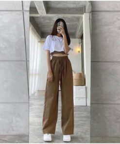 Set Croptop 3 Món Quần Chun Suông, Chất Cotton Xinh