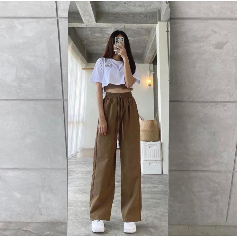 Set Croptop 3 Món Quần Chun Suông, Chất Cotton Xinh