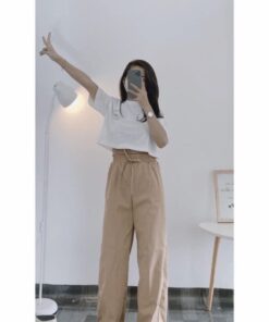 Set Croptop 3 Món Quần Chun Suông, Chất Cotton Xinh