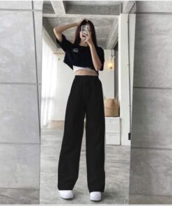 Set Croptop 3 Món Quần Chun Suông, Chất Cotton Xinh