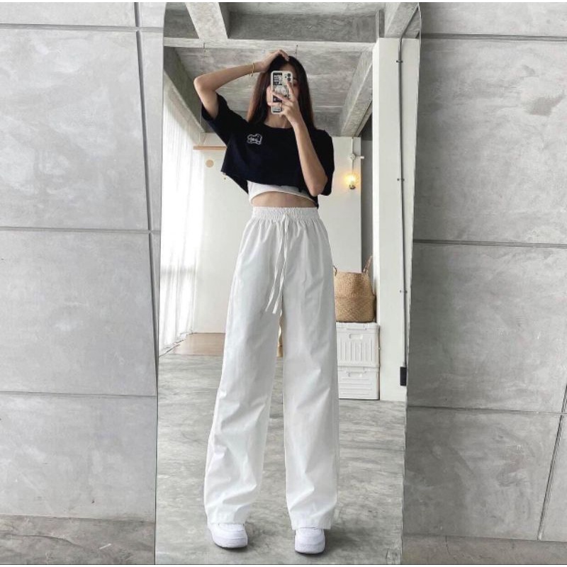 Set Croptop 3 Món Quần Chun Suông, Chất Cotton Xinh
