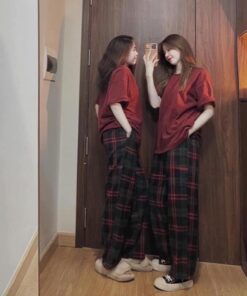 [Rẻ Vô Địch] Quần Kẻ Nữ Quần Caro Cạp Chun Lưng Cao Dáng Ống Rộng Suông ulzzang Full Màu Hot